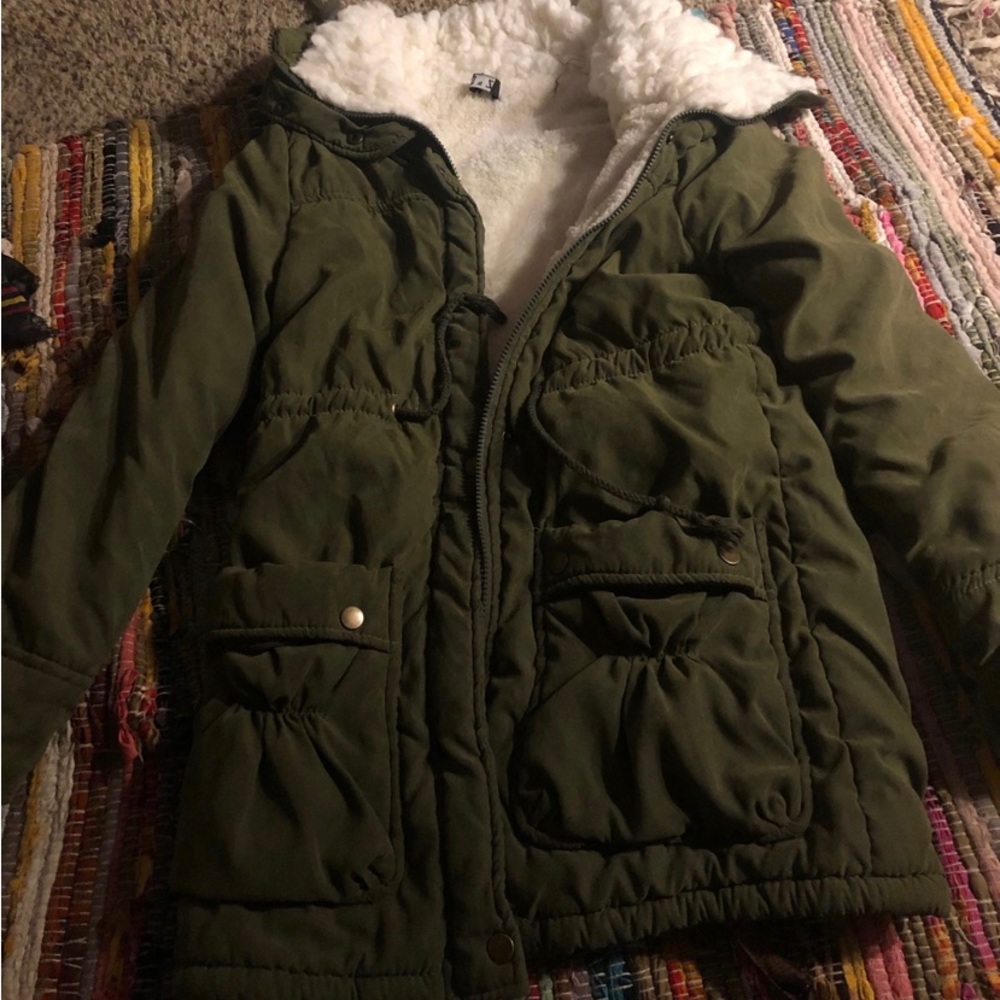 Green fur jacket